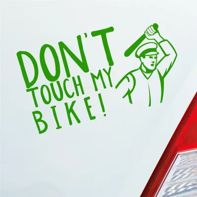 Produktbild von Auto Aufkleber Don´t touch my Bike! Motorrad Bike 18x10 cm Hellgrün Sticker Heckscheibenaufkleber