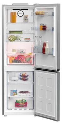An open refrigerator with food items inside.