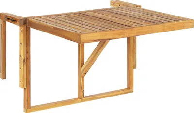 Produktbild von BELIANI Balkonhängetisch Akazienholz Hellbraun 60 x 40 cm Höhenverstellbar Balkontisch Balkon, Terrasse, Balkonmöbel