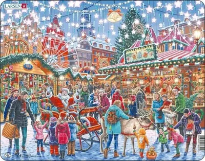 Productafbeelding van Kerstmarkt-puzzel van Larsen - formaat Maxi (36,5 x 28,5 cm)