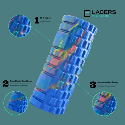 Produktbild von Lacers Petrolline Fazien Rollen-Premium Schaumstoff Faszienrolle für Gymnastik und Massage-Ideal für Yoga, Pilates und Fitness - Dunkelblau
