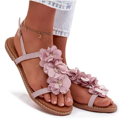 Produktbild von Damen flache Sandalen mit dekorativen Blumen Lila Noemia 38