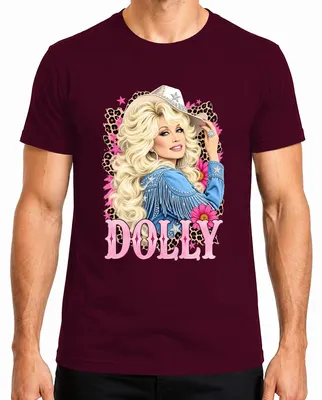 Produktbild von Dolly Parton Country Musik Legende Cowgirl Western Retro Sängerin Herren T-Shirt, Burgundy, XL