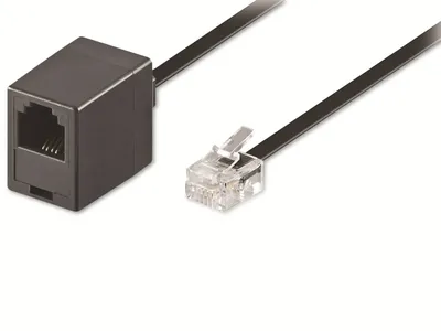 Image de Goobay 68257 Câble d'extension modulaire, 10 m, noir - RJ11/RJ14 mâle (6P4C) > RJ11 femelle (6P4C)