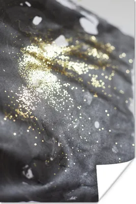 Produktbild von MuchoWow® Poster Marmor - Gold - Schwarz - Glitter 60x90 cm - Wanddekoration