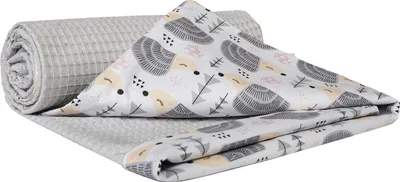 Obrázok produktu pre Detská deka z bavlny, 75 x 100 cm, farebné ježkovia so sivým vzorom