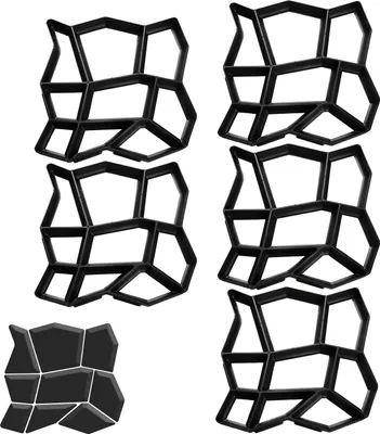 Produktbild von TolleTour 5X Pflasterform Gehweg DIY Betonpflaster Schwarz Gießform Garten Schablone Schalungsform
