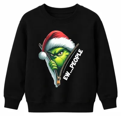 Obrázok produktu pre EW PEOPLE Grinch Santa zips Vianočné vtipné uni detské mikiny, čierna, 152