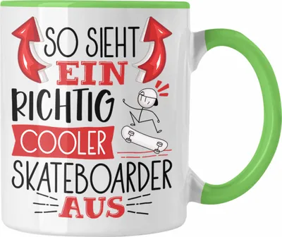 Produktbild von Trendation - Skateboarder Tasse Geschenk So Sieht Ein Richtig Cooler Skateboarder Aus Geschenkidee Spruch Lustig Becher (Grün)