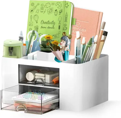 Produktbild von Schreibtisch Organizer 7 Fächer, Multifunktionale Stiftehalter, Platzsparender Büro Organizer mit Schubladen