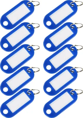 HMF Schlüsselanhänger mit Schlüsselring Beschriftungsstreifen Plastik Anhänger blau