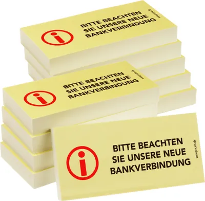 Produktbild von PRICARO Haftnotizen "Neue Bankverbindung", 100 Blatt, 10 Stück