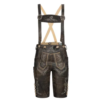 Produktbild von Bohmberg Damen Trachten Lederhose Knielang aus 100 % Rindsleder Glattleder Antik Braun inkl. Hosenträger für