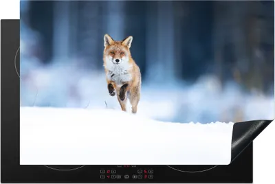 Produktbild von KitchenYeah© Herdabdeckplatte Fuchs - Schnee - Winter , 81x52cm, Küche Deko, Glaskeramikkochfeld Herdabdeckung, Abdeckplatte fùr Kochfeld