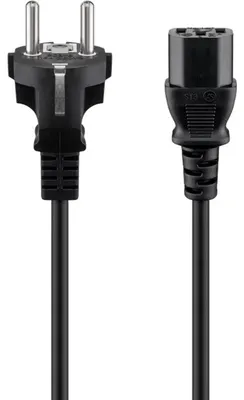 Zdjęcie produktu dla Goobay 68605 Kabel połączeniowy IEC, 1,5 m, czarny, 1,5 m - wtyczka bezpieczeństwa (typ F, CEE 7/7) > gniazdo urządzenia C13 (połączenie IEC)
