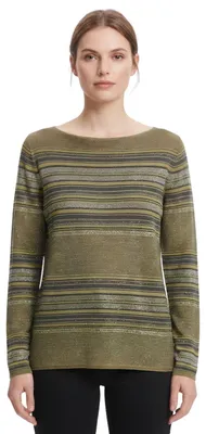 Produktbild von Sarah Pacini Damenpullover, grün, gestreift, Leinen