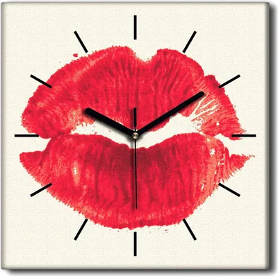 Produktbild von Coloray Uhr auf Leinwand 30x30 cm Wand Uhr Dekoration Wohnzimmer Segeltuch schwarze Hände -Aquarelllippenstift.