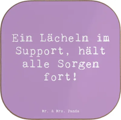 Produktbild von Mr. & Mrs. Panda Untersetzer für Gläser Spruch Kundensupport Lächeln - Lavendeltraum - Geschenk, Berufsprodukte, Coaster, Kundenbetreuung, Tischuntersetzer, Beruf, Sorgen