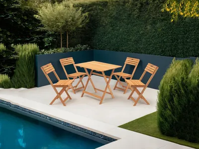 Image de Fanano - Ensemble Table et Chaises, Marron, 4 Places