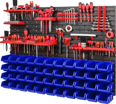Obrázek produktu pro Sada stohovacích boxů 4x Nástěnný policový úložný systém 44 boxů 1152 x 780 mm