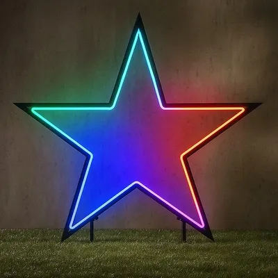 Produktbild von Luca Lighting LED-Gartenstecker Neon Stern 73 cm schwarz LED RGB