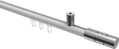 Produktbild von Interdeco Innenlaufstange / Gardinenstange mit Innenlauf Weiß / Chrom, Typ Sonius Elanto (Rillenzylinder) Deckenmontage, 20 mm Ø 1-läufig, 200 cm