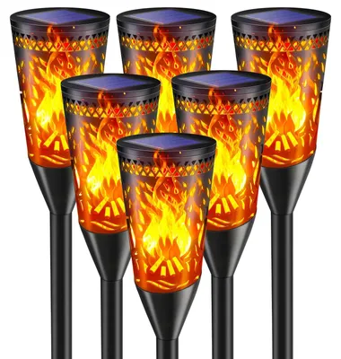 6 Solarleuchten für Außen, Flammeneffekt, warmweiß, IP65