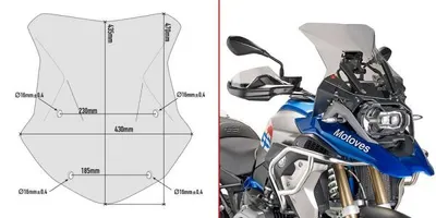 Zdjęcie produktu dla Szyba przednia Givi 5124DG przyciemniana 435 mm x 430 mm do różnych modeli BMW z ABE