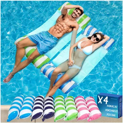 Immagine prodotto di 4 amache gonfiabili per piscina, adatte agli adulti: accessori per il nuoto ideali per il relax
