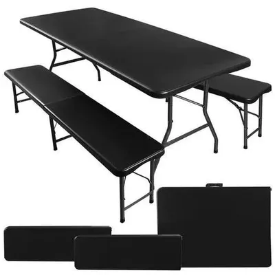 Immagine prodotto di Tavolo da giardino pieghevole 180 cm + 2 panche - nero