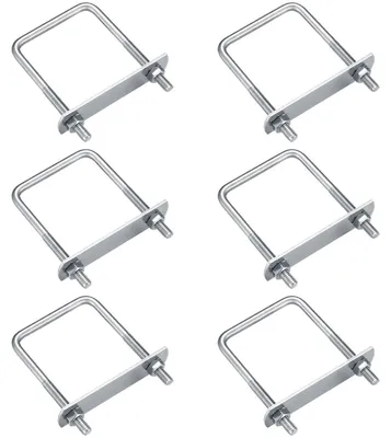 Productafbeelding van Buisbouten M6 met U-vormige beugel, vierkant, 304 roestvast staal, rechte hoek, 80x50 mm