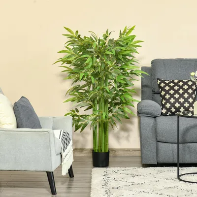 Produktbild von Kunstbambus 140 cm im Topf, 780 Blätter Seidentuch, Künstlicher Bambus pflegeleicht, Grün | 17 x 17 x 140 cm | 4,5 kg | Zementfüllung