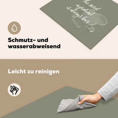 Produktbild von KitchenYeah© Herdabdeckplatte Die geheime Zutat ist immer die Liebe - Liebe - Sprichwörter - Zitate , 65x52cm, Küche Deko, Glaskeramikkochfeld Herdabdeckung, Abdeckplatte fùr Kochfeld