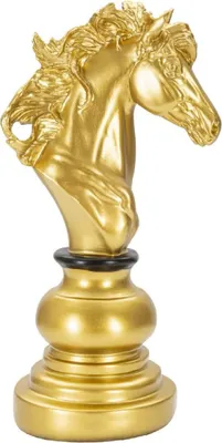 Zdjęcie produktu dla o Ferretti – figurka szachowa „koń”, element dekoracyjny, 14 x 11 x 27 cm, złoto-czarna
