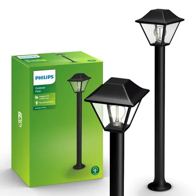 Zdjęcie produktu dla Philips myGarden Latarnia Alpenglow 60 W E27 bez żarówki, Zewnętrzne oświetlenie postument/słup, Czarny, Aluminium, Szkło, IP44, Ogród, Patio, I