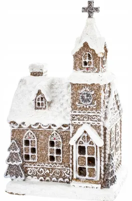 Produktbild von Dekorative LED-Haus-Weihnachtsfigur, Lebkuchenkapelle, Zauberdorf