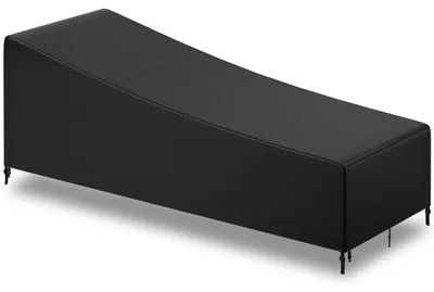 Image de Ikodm Housse de protection pour chaise longue 200 × 75 × 40/70 cm, housse en Oxford 420D imperméable, protection UV, noir/argent, avec 4 sangles de fixation