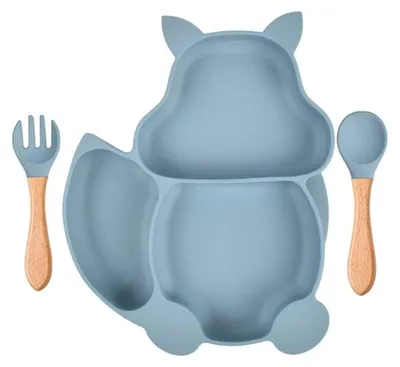 Produktbild von Baby Teller Schüssel,Baby Essen Geschirr Set Mini Silikon Tischset für Baby Teller Baby Rutschfest Babyteller mit Saugnapf Kinderteller mit Saugnapf (Blau), Baby Füttern Essgeschirr