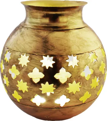 Produktbild von Orientalische Laterne aus Metall Arabica Gold 18cm | orientalisches Marokkanisches Windlicht Gartenwindlicht | Marokkanische Metalllaterne für draußen als Gartenlaterne, oder Innen als Tischlaterne