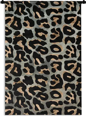 Produktbild von MuchoWow® Wandteppich Wandbehang Pantherdruck - Schwarz - Grau 90x135 cm Tapisserie Dekoration Wandtuch - Baumwolle - Wandskulptur