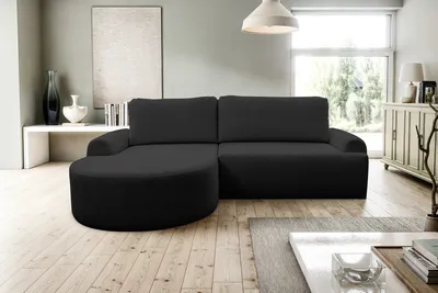 Produktbild von VENASI DREAM Links Ecksofa mit Schlaffunktion und Bettkasten Eckcouch Sofa L Form Schlafsofa SCHWARZ