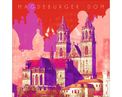 Produktbild von Glasbild Magdeburg Dom rot pink 50x50 cm