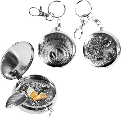 Produktbild von com-four® 3x Taschenaschenbecher - Geschlossener Zigaretten-Taschenascher - Mini-Aschenbecher als Schlüsselanhänger [Auswahl variiert]