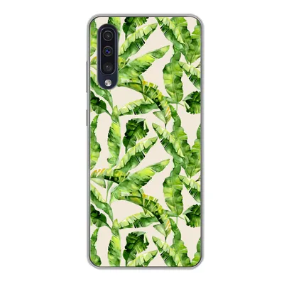 Produktbild von MuchoWow® Handyhülle Schutzhülle Hülle für Samsung Galaxy A50 Palmenblatt - Muster - Tropisch Silikon Softcase Handy Hülle - Mobiltelefonhülle