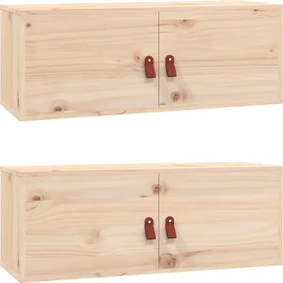 Image de vidaXL Armoires murales 2 pcs. 80x30x30 cm pin massif