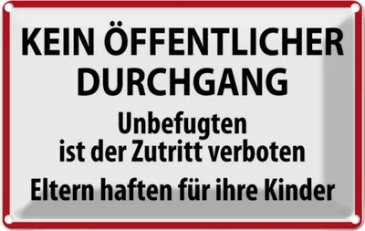 Produktbild von vianmo Blechschild 12x18 cm Kein Öffentlicher Durchgang Warnschild Hinweisschild Sicherheit Vorsicht