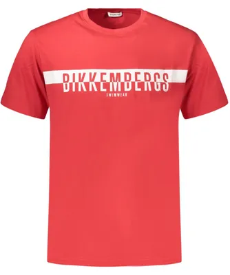 Produktbild von Stylisches Herren Kurzarm-T-Shirt in Rot mit Halb-Logo-Druck