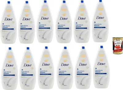 Produktbild von Dove bagnodoccia idratante, Schaumbäder Bades bath shower foam, Weichheit und Pflege 12x 700 ml + Italian Gourmet polpa 400g