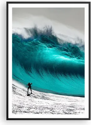 Produktbild von Gerahmtes Poster - Schwarzer Rahmen - Surfen Welle Türkis - 70x100 cm - Wand Bild - Wanddeko - Wandbilder - Kunstposter - Wandposter - Bilderrahmen - Bilder - Kunstdruck - Wandbild - P2BPA70x100-4351