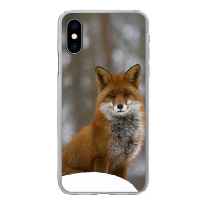 Produktbild von MuchoWow® Handyhülle Schutzhülle Hülle für iPhone X Fuchs - Wald - Rot Silikon Softcase Handy Hülle - Handyhülle